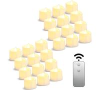Da by LED Tea Light, Remote Control Tea Light, Electric Flashing Battery Powered LED Candle 1.5" x 1.5" for Wedding Party Halloween Christmas Home Decor 24pcs
