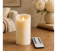 Da by Real Wax Flameless LED Candle, 8x15cm Single Flickering Candle with Moving Flame, Remote Control Included, AA Battery Powered (Batteries Not Included), Reusable Decor for Home Wedding Christmas
