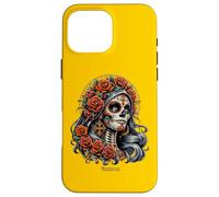 Dá de muertos Make-Up Girl Roses and Candy Skull Case for iPhone 16 Pro Max