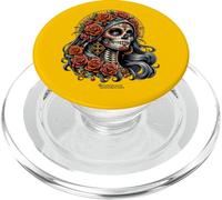 Dá de muertos Make-Up Girl Roses and Candy Skull PopSockets PopGrip for MagSafe