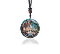 Da Piao Liang Sacred Geometry Orgone Pendant Necklace with Metatron's Cube & Mandala Design - SBB Copper Wire Energy Amulet, Black Adjustable 26-Inch Cord Chain for Spiritual Healing