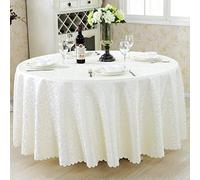 Da Round Tablecloth Solid Color Polyester Spill Resistant Table Cover for Wedding Banquet Restaurant Bei 150 inch (380cm)