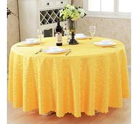 Da Round Tablecloth Solid Color Polyester Waterproof Table Cover for Wedding Banquet Restaurant Yellow Square 180x180cm (71x71inch)