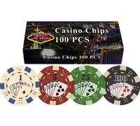 DA VINCI 100 Dice Straight Flush Poker Chips in Las Vegas Gift Box, 11.5gm