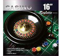 DA VINCI 16-Inch Roulette Wheel Game Set with 120 11.5-Gram Chips, Full Size 3'x6' Felt Layout, and Rake