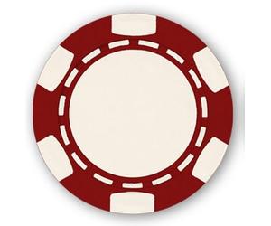 DA VINCI 6 Spot Clay Composite 11.5 gram Poker Chips, 100 Blank Chips for Direct UV Print or Hot Stamp (Red)
