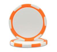 DA VINCI 6-Stripe Clay Composite 11.5 gram Poker Chips, 100 Blank Chips for Direct UV Print (Orange)