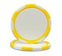 DA VINCI 6-Stripe Clay Composite 11.5 gram Poker Chips, 100 Blank Chips for Direct UV Print (Yellow)