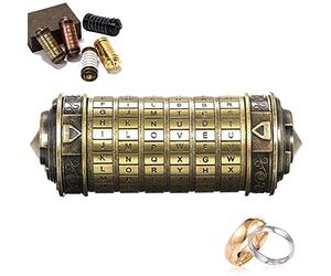 Da Vinci Code Cryptex Letter Password Code Lock Mini Cryptex Lock Romantic christmas santa gifts for women men her him Valentine's Day and Birthday Friends and acquaintances (Bronze)…