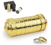 Da Vinci Code Cryptex Mini Bronze Lock Puzzle Valentines Day Gifts for him her Men Women dad Boys Metal Anniversary Cool Romantic Birthday for Her Gifts Box (Gold)