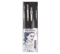 da Vinci COSMOTOP-SPIN Set with cotton bag for watercolour and silk painting, fine synthetic fibres, precise lines and gradients, for paper and fabric, vegan, Made in Germany, round oval flat size 0