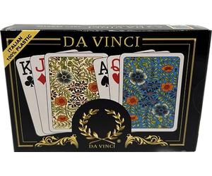 DA VINCI Fiori, Italian 100% Plastic Playing Cards 2 Deck Set, Poker Size Large Print Jumbo Index