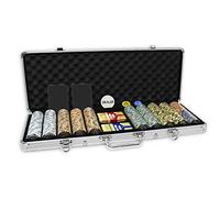 DA VINCI Monte Carlo Poker Club Set of 500 14 Gram 3 Tone Chips with Upgraded Aluminum Case, 2 Decks of Plastic Playing Cards, 2 Cut Cards, Dealer and Blind Buttons