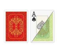 DA VINCI Persiano Italian 100-Percent Plastic Playing Cards (2-Deck Set Poker Size Jumbo Index with Hard Shell Case and 2 Cut Cards), Green/Red