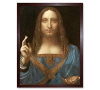 Da Vinci Salvator Mundi World Saviour Jesus Painting Art Print Framed Poster Wall Decor 12x16 inch