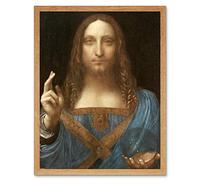 Da Vinci Salvator Mundi World Saviour Jesus Painting Art Print Framed Poster Wall Decor 12x16 inch