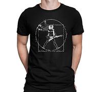 Da Vinci Vitruvian Man Guitar Rockstar Funny Mens T-Shirt Black (2XL)