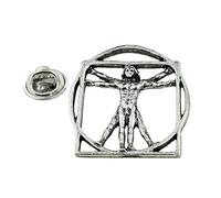 Da Vinci Vitruvian Man Pewter Lapel Pin Badge