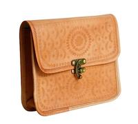 DA Women Leather Wallet Slim Floral Pattern Handmade Wallet Card Holder Brown Western Brown Western, Brown, Western