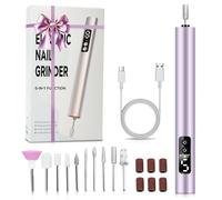 Daakro Cordless Nail Drill Set with 19 Accessories, 6 Adjustable Speeds, Electric Nail File with LED Light and Display for Manicure and Pedicure