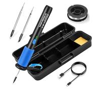 Daakro Wireless Soldering Iron Set - Soldering Iron Kit with Stand, Wireless Soldering Tips and Soldering Stand with Adjustable Temperature (Blue)