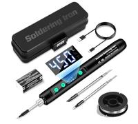 Daakro Wireless USB Soldering Iron Set with LCD Display, Temperature Adjustable 180-450°C, with 3 Soldering Tips and Accessories, Soldering Set for Repairs and Electronics (Black)