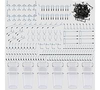 Daanxw 248PCS Pegboard Accessories Organizer Kit,1/8 and 1/4 inch Pegboard Hooks Assortment, Pegboard Bins, Metal Hooks for Hanging Storage (Transparent)