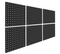 Daanxw Peg Board,Steel Organization Panels, Ideal for Garage Tool Storage, Office Organization, Craft Room, Kitchen,Pack of 6(Black, 6-12X12)