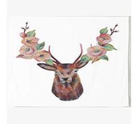 Daawqee Tapestries Wall Hangings 80 x 60 Inches Ribbon Deer Flowers Place Text Hand Drawn Abstract Wall Hanging Tapestries Decor Home Bedroom Living Kids Girls Boys Room Dorm
