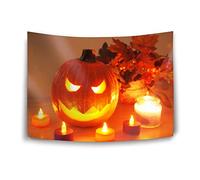 Daawqee Tapestry Wall Hanging Lighted Pumpkin Tapestry Vintage Tapestry Wall Tapestry Micro Fiber Peach Home Decor 80X60