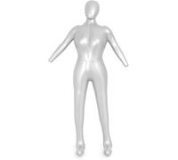 Daaxing 165cm Full Body Woman Female Inflatable Mannequin,Shirt & Pant Display Dummy Torso Model,Female Model Mannequin,PVC Silver