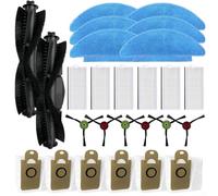 Daaxing 26 Pack Main Side Brushs Dust Bags Filters Mop Cloths Fits for Honiture Q6-SE Robot Vacuum Cleaner Replacement Parts, 2 Main Brush, 6 Mop Cloths, 6 Dust Bags, 6 HEPA Filters, 6 Side Brushes