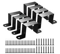 Daaxing 4/8 Pack Deck Fence Post Bracket,4X4 Metal U-Shaped Brackets with Screws Strap Post Ties for Heavy Duty Fence (8 Pack)