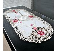 Daaxing Lace Tablecloth,Embroidered Floral Small Table Cover, Elegant Afternoon Tea Table Cloth,Washable And Reusable,40x85cm
