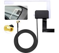 DAB Car Aerial Digital Radio DAB+ Aerial Antenna Replacement SMB Plug Adapter Connector 3 Meters Glass Mount Digital Radio Active Antenna RG174 Cable for AM FM Clarion Pioneer JVC Tuner Kenwood Alpine