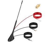 DAB/DAB Car Radio Antenna, Digital Radio FM/AM Combi Roof Antenna with Amplifier, SMB/SMA Plug + DIN Adapter, Radio Splitter with 5m Cable