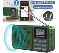DAB DAB+ Digital Radio FM Rechargeable Bluetooth Music Player LCD VOGREX Green One Size