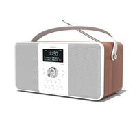 DAB/DAB+ & FM Digital Radio | Bluetooth | USB Device Charging | Rechargeable Battery | Dual Alarms & Sleep Timer | Perfect for Home, Office or Outdoors | AZATOM Multiplex D2 (Walnut)