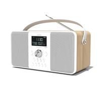 DAB/DAB+ & FM Digital Radio | Bluetooth | USB Device Charging | Rechargeable Battery | Dual Alarms & Sleep Timer | Perfect for Home, Office or Outdoors | AZATOM Multiplex D2 (Oak)