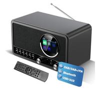 DAB DAB+ FM Digital Radio with Bluetooth and Dual Alarm Clock | Portable Vintage Radio Retro Bluetooth Speaker with USB/AUX, Headphone Jack, Sleep Timer, Remote Control, 30 Presets