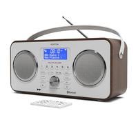 DAB/DAB+ & FM Portable Digital Radio | Bluetooth | Remote Control | Rechargeable Battery | Dual Alarms & Sleep Timer | Perfect for Home, Office or Outdoors | AZATOM Multiplex D20 (Walnut)