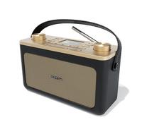 DAB/DAB+ & FM Portable Digital Radio | Leather Design | Bluetooth | Battery & Mains Powered (4x”C”) | Dual Alarms & Sleep Timer | Perfect for Home, Office or Outdoors | AZATOM Classic (Black/Gold)