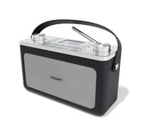 DAB/DAB+ & FM Portable Digital Radio | Leather Design | Bluetooth | Battery & Mains Powered (4x”C”) | Dual Alarms & Sleep Timer | Perfect for Home, Office or Outdoors | AZATOM Classic (Black/Silver)