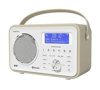 DAB/DAB+ & FM Portable Digital Radio | Leather Design | Bluetooth | Rechargeable Battery | Dual Alarms & Sleep Timer | Perfect for Home, Office or Outdoors | AZATOM Spitalfields 2 (White)
