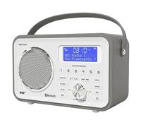 DAB/DAB+ & FM Portable Digital Radio | Leather Design | Bluetooth | Rechargeable Battery | Dual Alarms & Sleep Timer | Perfect for Home, Office or Outdoors | AZATOM Spitalfields 2 (Grey)