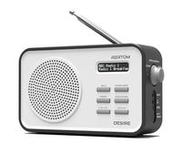 DAB/DAB+ & FM Portable Digital Radio | Simple Controls | Dual Alarms & Sleep Timer | Bluetooth | Rechargeable Battery | Perfect for Home, Office or Outdoors | AZATOM Desire (Black)