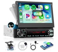 DAB/DAB+ Single Din Car Stereo with Wireless Carplay Android Auto, Hodozzy 7" Motorized Flip Out Single Din Touchscreen Car Radio with BT Mirror Link EQ FM USB/Type-C AUX Mic+ Reverse Camera
