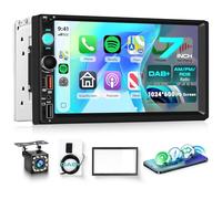 DAB Double Din Car Stereo with Apple Carplay Wireless Android Auto AM/FM/RDS, Hodozzy 7" HD IPS Touchscreen 2 Din Car Radio with Bluetooth 5.2 EQ SWC Reversing Camer USB/TF Card/Aux/Type-C+Frame