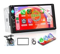 DAB Double Din Car Stereo with Apple Carplay Wireless Android Auto, Hodozzy 7" HD IPS Touchscreen 2 Din Car Radio with Bluetooth 5.2 EQ FM SWC Reversing Camer USB/TF Card/Aux Ports+Frame