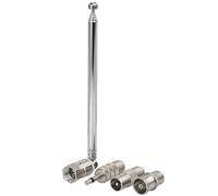 Dab FM Radio Aerial, 75 Ohm FM Indoor Antenna 7-Sections Telescopic Aerial F Type Male Plug Connector with 3 Adapters Portable Radio Antenna for Tuner Stereo Table Top TV HiFi AV Receiver Mini System
